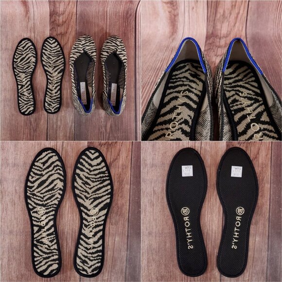 Rothys Womens Size 7.5 The Flat Zebra Animal Print Ballet Shoes Retired - Picture 7 of 13